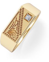 The Diamond Store - Crest 0.03Ct Lab Diamond Rectangle Signet Ring - Lyst