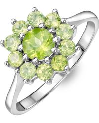The Diamond Store - 1.12Ct Peridot Cluster Ring - Lyst