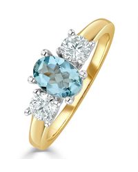 The Diamond Store - Aquamarine 0.70Ct And Lab G/Vs Diamonds 0.50Ct 18K Ring Fet23-C - Lyst