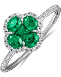 The Diamond Store - Alegria 0.75Ct Lab Emerald Halo Ring - Lyst