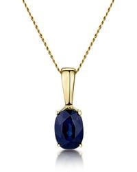 The Diamond Store - Sapphire 7 X 5 Mm 9K Pendant Necklace - Lyst