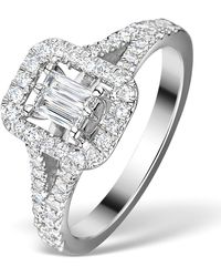 The Diamond Store - Halo Engagement Ring 0.65Ct Prince Cut H/Si Diamonds 18K - Lyst