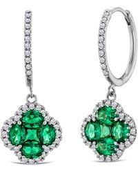 The Diamond Store - Alegria 1.50Ct Lab Emerald Halo Earrings - Lyst