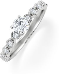 The Diamond Store - Entwine 0.30Ct Round Cut Lab Diamond Solitaire Engagement Ring With Side Stones - Lyst