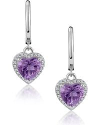 The Diamond Store - Stellato Amethyst And Diamond Pave Heart Earrings - Lyst