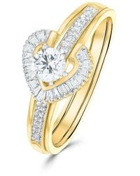 The Diamond Store - Diamond 0.65Ct And 9K Solitaire Ring With Shoulders - Lyst