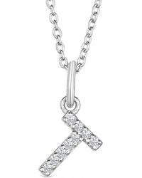The Diamond Store - Love Letter Initial T Lab Diamond Necklace Set - Lyst