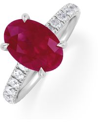 The Diamond Store - Amora Gem 2.00Ct Oval Cut Lab Ruby Hidden Halo Engagement Ring With Side Stones - Lyst