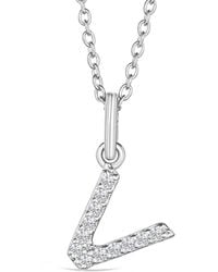 The Diamond Store - Love Letter Initial V Lab Diamond Necklace Set - Lyst
