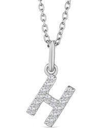 The Diamond Store - Love Letter Initial H Lab Diamond Necklace Set - Lyst