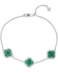 The Diamond Store - Alegria 2.25Ct Lab Emerald 3 Clover Halo Bracelet - Lyst