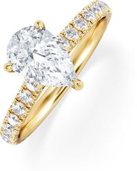 The Diamond Store - Amora Pear 1.47Ct Hidden Halo Lab Diamond Engagement Ring With Side Stones Set - Lyst