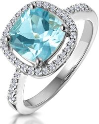 The Diamond Store - 2Ct Topaz And Lab Diamond Shoulders Asteria Ring - Lyst