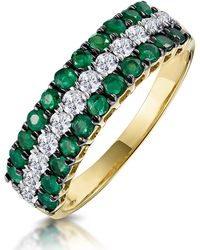 The Diamond Store - Emerald And Diamond Triple Row Asteria Eternity Ring - Lyst