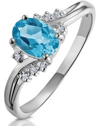 The Diamond Store - Topaz 0.94Ct And Diamond 9K Ring - Lyst
