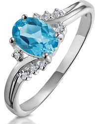 The Diamond Store - Topaz 0.94Ct And Diamond 9K Ring - Lyst