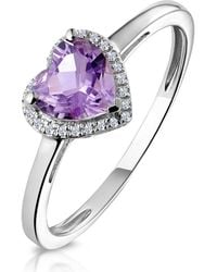 The Diamond Store - Halo Amethyst And Diamond Stellato Heart Ring - Lyst