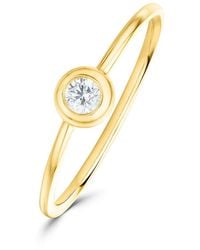 The Diamond Store - 18K Single Stone Diamond Rubover Set Ring 0.08Ct - Lyst