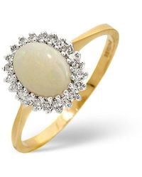 The Diamond Store - Opal 8 X 6Mm And Diamond 9K Ring - Lyst
