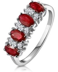The Diamond Store - Ruby 1.12Ct And Diamond 9K Ring - Lyst