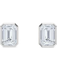 The Diamond Store - Bezel Set 3.00Ct Emerald Cut Lab Diamond Stud Earrings - Lyst