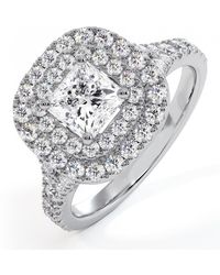 The Diamond Store - Cleopatra Gia Diamond Halo Engagement Ring 18K 1.45Ct G/Vs1 - Lyst