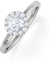 The Diamond Store - The Fleur Halo 0.50Ct H/Si Round Cut Lab Diamond Ring - Lyst