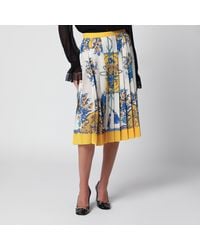 Gucci - Pleated Midi Silk Skirt With Flora Print - Lyst