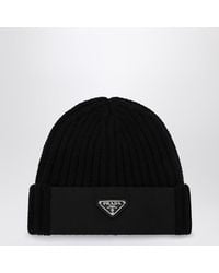 Prada - Wool And Re-Nylon Hat With Triangle Logo - Lyst