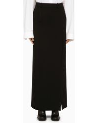 Balenciaga - Black Wool Long Skirt - Lyst