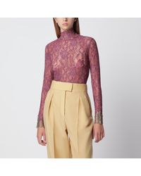 Valentino - Lace Bodysuit With Contrasting Cuffs - Lyst
