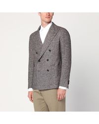 Tagliatore - Doppelreihige Jacke Mit Beigem Muster - Lyst