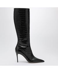 Paris Texas - Vera 85 Charcoal Crocodile-Effect Leather Boots - Lyst