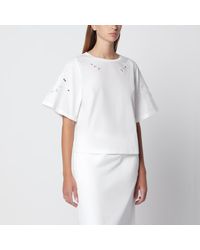Weekend by Maxmara - Cotton T-Shirt With Openwork Embroidery - Lyst