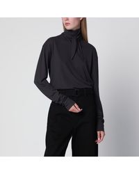 Lemaire - Dark Long-Sleeved Sweater With Scarf Detail - Lyst