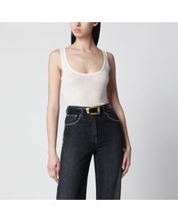 Versace - Cream Wool Tank Top With Logo Embroidery - Lyst