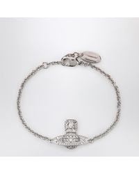 Vivienne Westwood - Platinum Orb Logo Bracelet With Crystals - Lyst