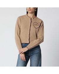 Chloé - Light Wool And Cashmere Logo Cardigan - Lyst