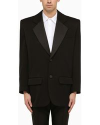 Saint Laurent - Wool Single-breasted Jacket With Maxi Shoulders - Lyst
