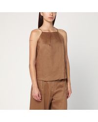 Max Mara - Tobacco-Coloured Ramie Gauze Top - Lyst