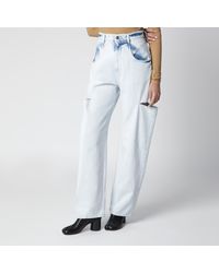 Maison Margiela - Faded Cotton Jeans With Cut-Out Details - Lyst
