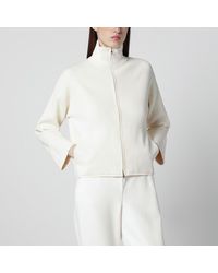 Max Mara - Ivory Viscose-Blend Zip-Up Sweatshirt - Lyst