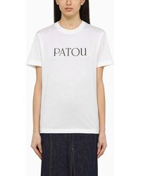 Patou - T-shirt bianca in cotone con logo - Lyst