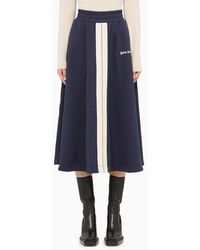 Palm Angels Navy Flared Long Skirt - Blue