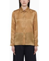 Max Mara - Leather-coloured Silk Shirt - Lyst