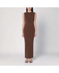 セットアップ ENTIRE STUDIOS BROWN NYLON-BLEND BODYSUIT sleeveless bodysuit - nylon spandex brunette – entire studios