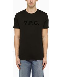 A.P.C. - Logoed Black Crewneck T Shirt - Lyst