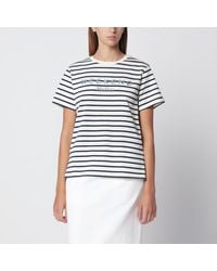 Weekend by Maxmara - Écru Striped Cotton Jersey T-Shirt - Lyst