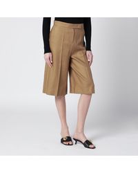 Max Mara - Sand-Colored Linen Bermuda Shorts - Lyst