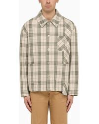 Golden Goose - Ecru/green Checked Shirt Jacket In Cotton - Lyst